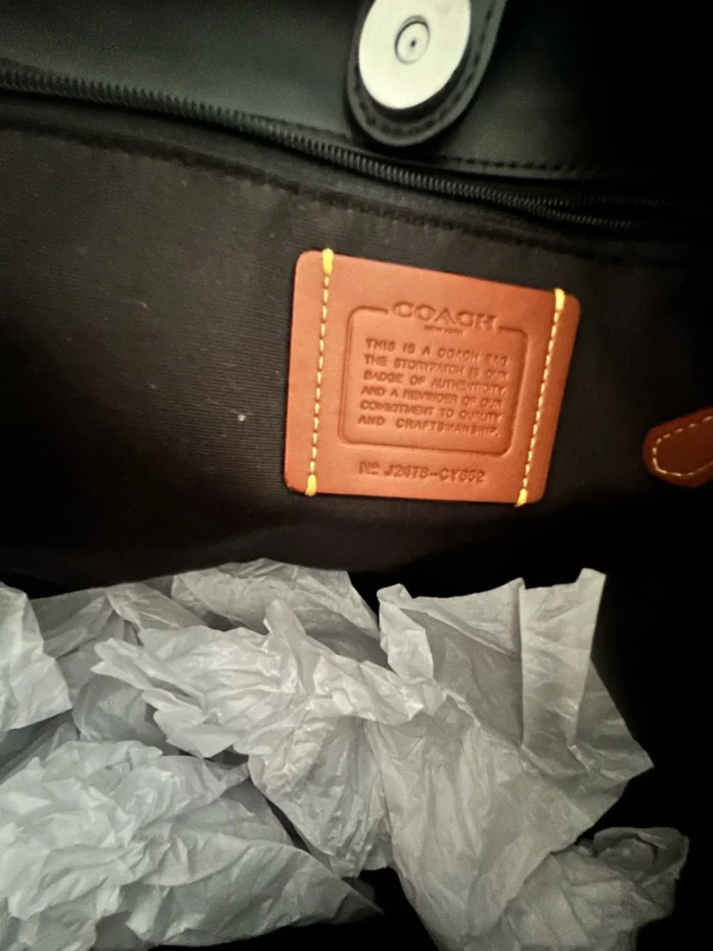 Coach Brown Signature Canvas Tote with Black Bow Accents - Picture 3 of 10